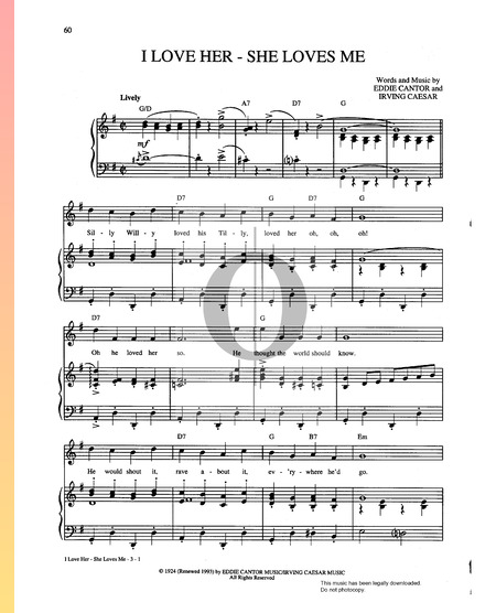 I Love Her - She Loves Me Musik-Noten