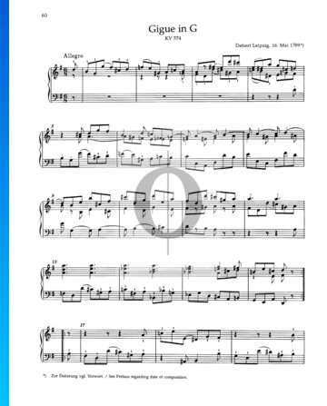 Gigue G-Dur, KV 574 Musik-Noten