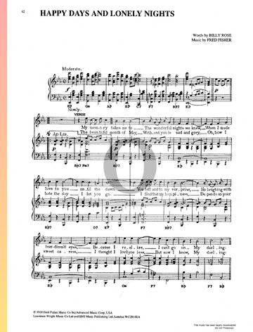 Happy Days And Lonely Nights Sheet Music