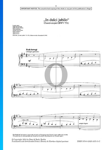 In Dulci Jubilo, BWV 751 Sheet Music