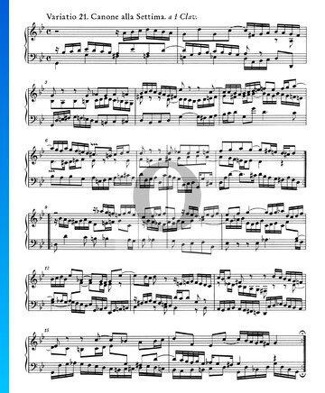 Goldberg Variationen, BWV 988: Variatio 21. Canone alla Settima. a 1 Clav. Musik-Noten