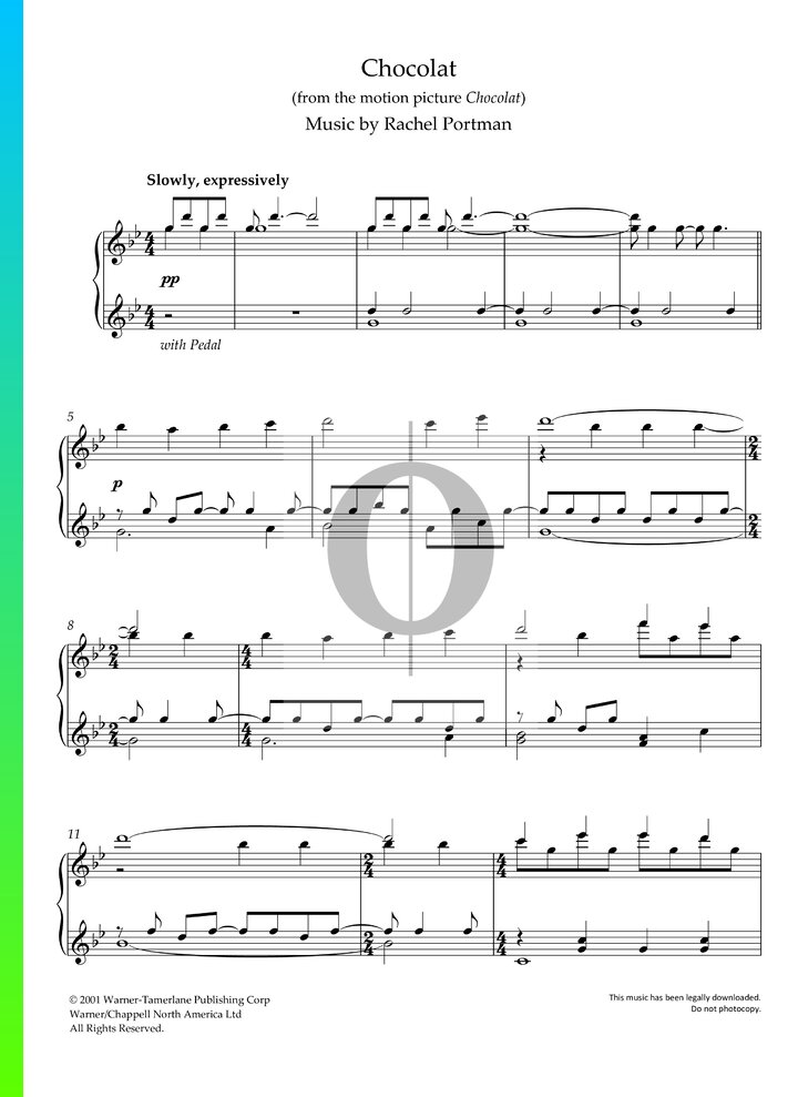 Chocolat Piano Sheet Music from Chocolat by Rachel Portman - OKTAV