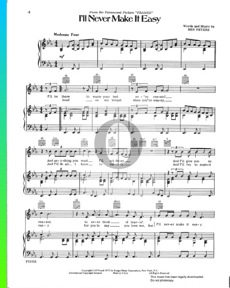 I'll Never Make It Easy Partitura