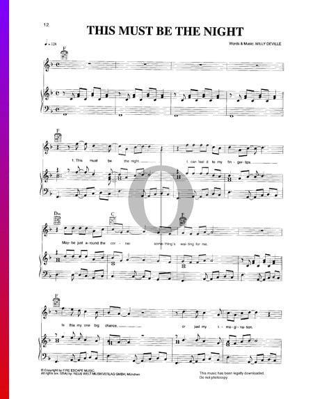 This Must Be The Night Musik-Noten