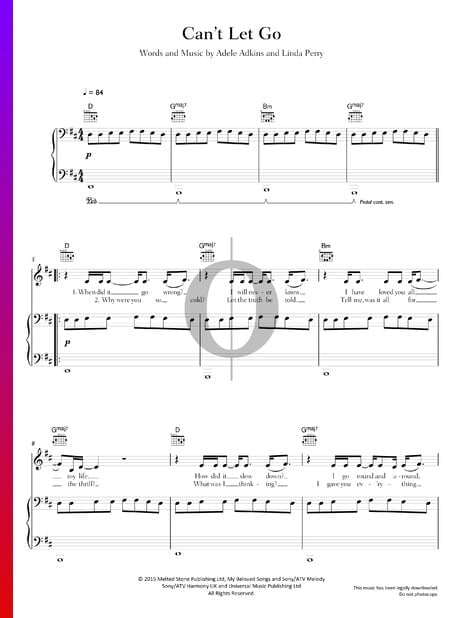 Can't Let Go Sheet Music