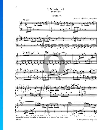 Klaviersonate Nr. 1 C-Dur, KV 279 (189d): 1. Allegro