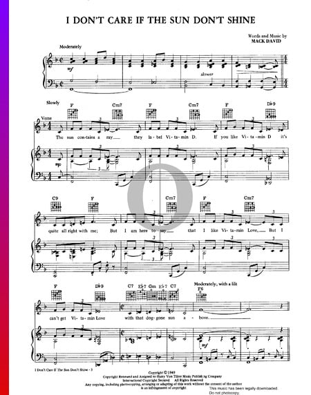 I Don't Care If The Sun Don't Shine Musik-Noten