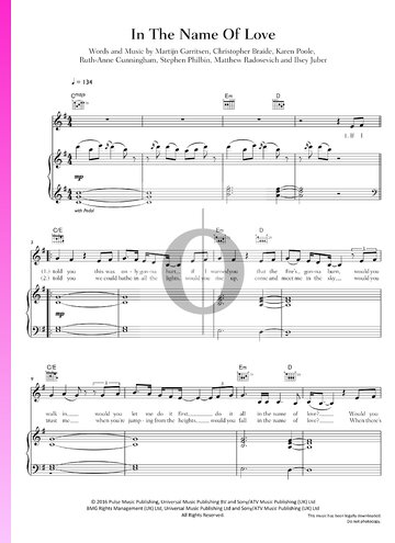 In The Name Of Love Sheet Music
