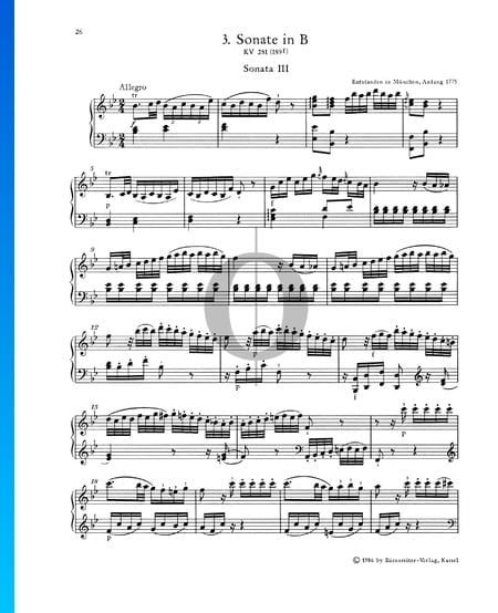 Piano Sonata No. 3 B-flat Major, KV 281 (189f): 1. Allegro