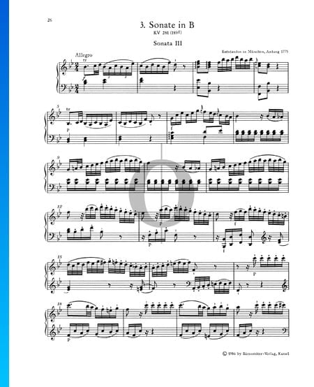 Sonata para piano n.º 3 en si bemol mayor, KV 281 (189f): 1. Allegro