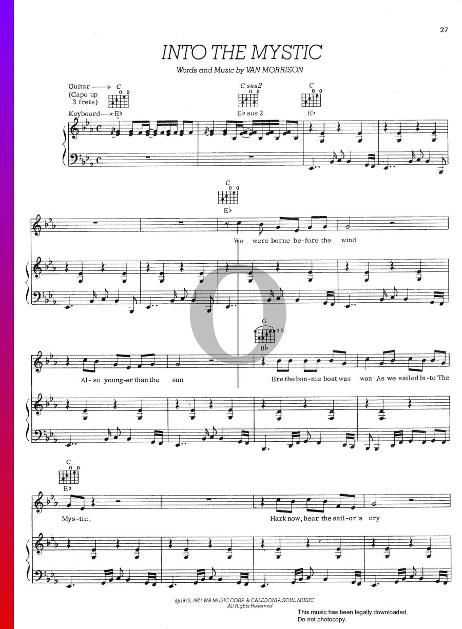 Into The Mystic (Van Morrison) Piano Sheet Music - OKTAV