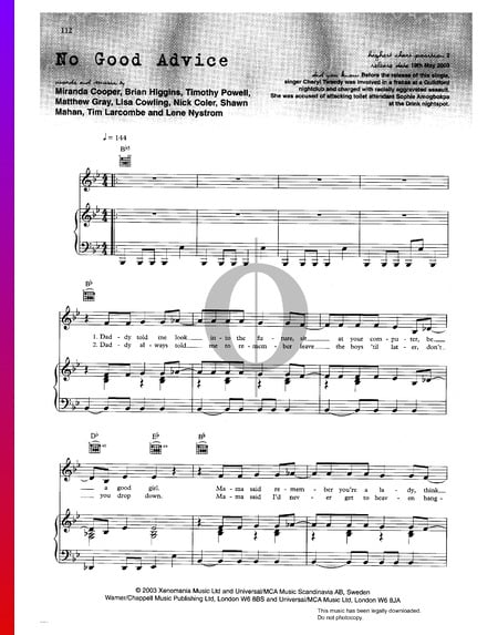 No Good Advice Musik-Noten