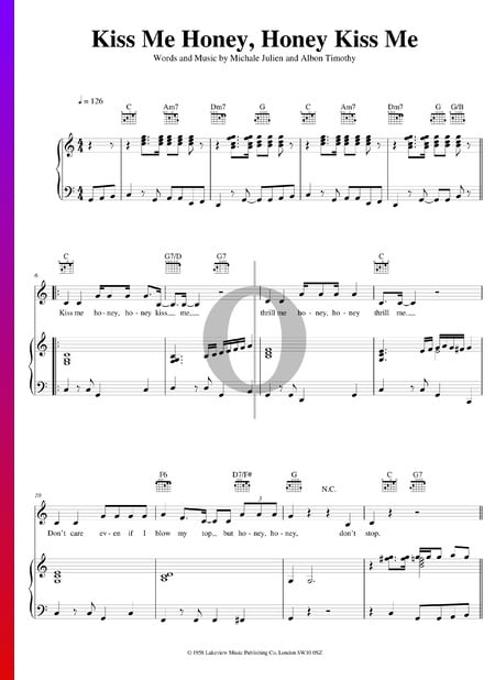 Kiss Me Honey, Honey Kiss Me Sheet Music
