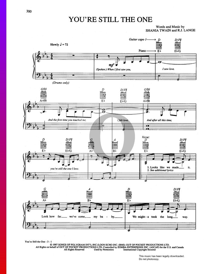 You're Still The One Partitura »