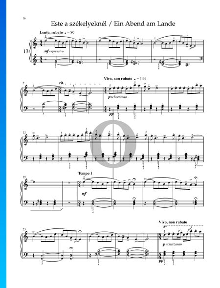 10 Easy Pieces, Sz. 39: No. 5 An Evening in the Village Sheet Music