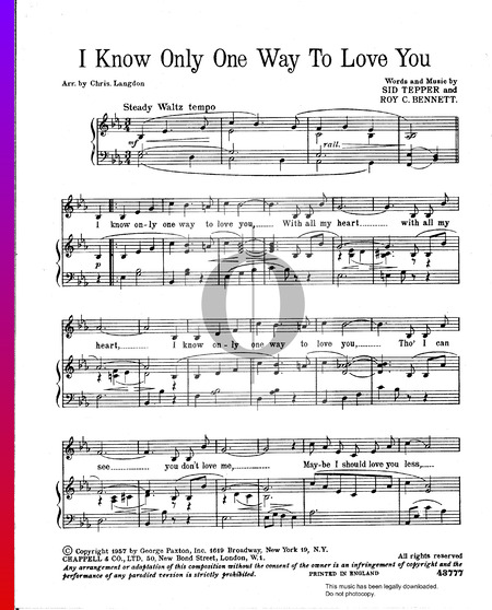 I Know Only One Way To Love You Sheet Music