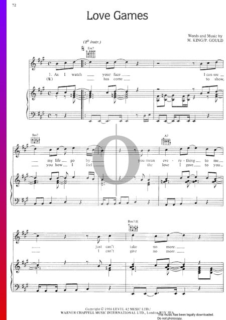 Love Games Sheet Music