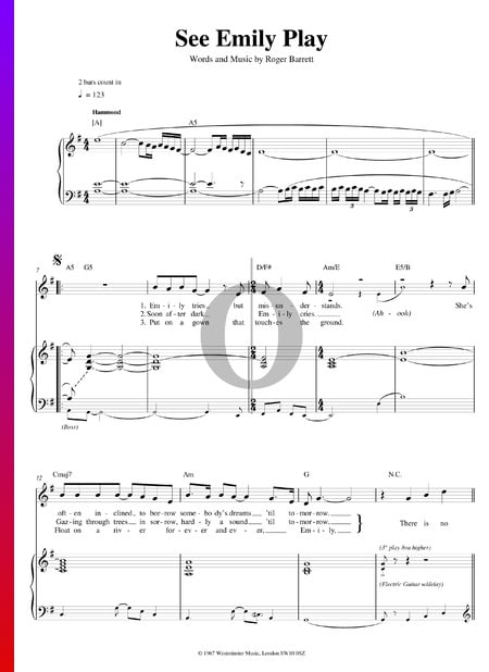 See Emily Play Sheet Music