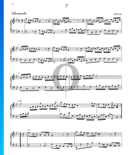 Suite g-Moll, HWV 452: 1. Allemande Musik-Noten