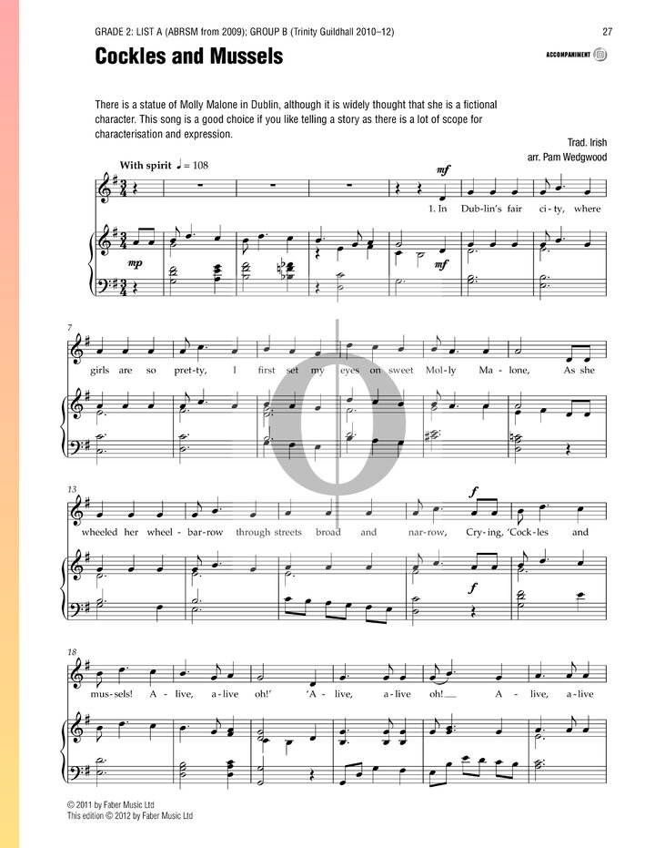 Cockles And Mussels (Pam Wedgwood) Piano Sheet Music OKTAV