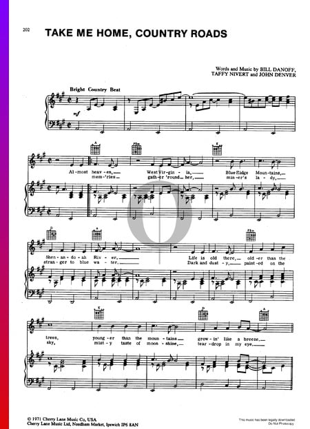 Take Me Home Country Roads Sheet Music