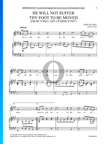 I Will Life Up Mine Eyes: He Will Not Suffer Thy Foot To Be Moved Sheet Music