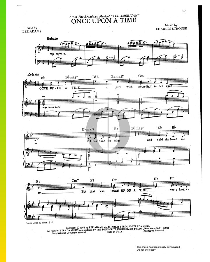 Once Upon A Time (Ray Bolger) Piano Sheet Music - OKTAV