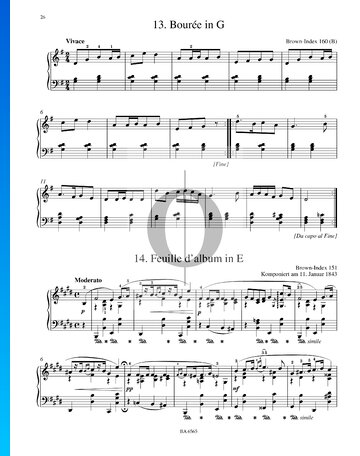 Bourrée in G-Dur, B. 160 Musik-Noten