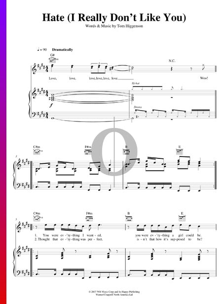 Hate (I Really Don't Like You) Sheet Music