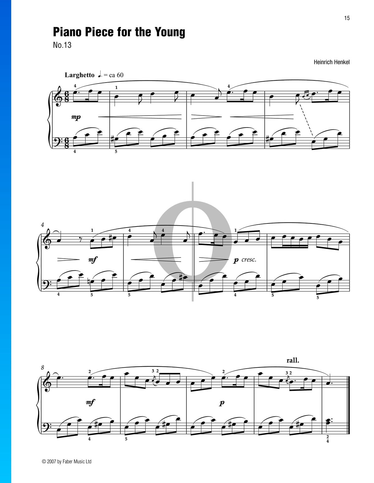 Piano Piece For The Young (No. 13) (Heinrich Henkel) Piano Sheet Music ...