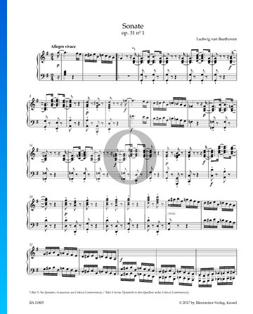 Sonata, Op. 31 No. 1: 1. Allegro vivace Spartito