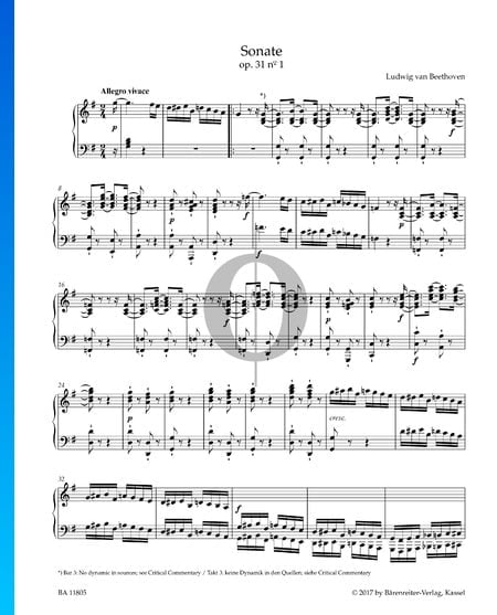Sonate, Op. 31 Nr. 1: 1. Allegro vivace Musik-Noten
