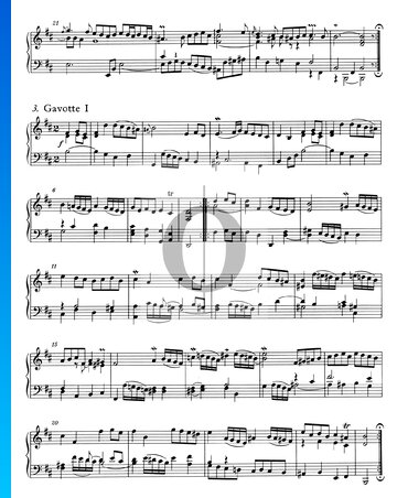 Obertura en estilo francés, BWV 931: 3./4. Gavota I y II Partitura