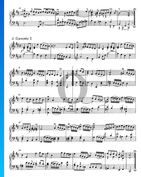 Ouverture nach Französischer Art, BWV 831: 3/4. Gavotte I und II Musik-Noten