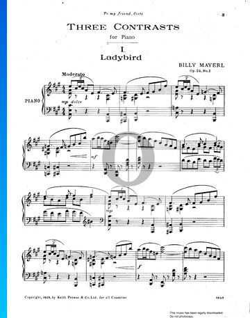 Three Contrasts, Op. 24: No. 1 Ladybird Partitura