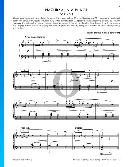 Mazurka in a-Moll, Op. 7 Nr. 2 Musik-Noten