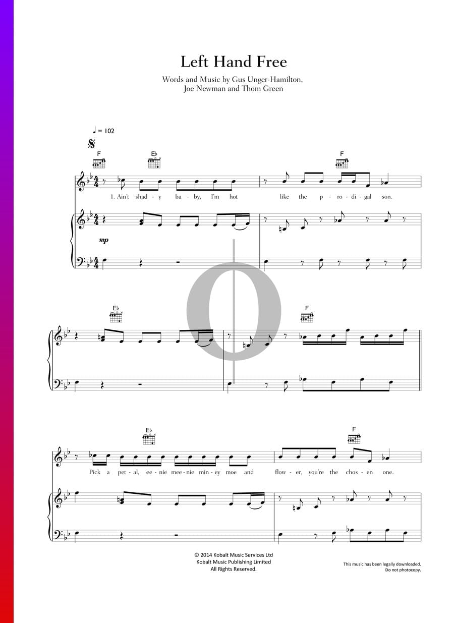 Left Hand Free (Alt-J) Piano Sheet Music - OKTAV