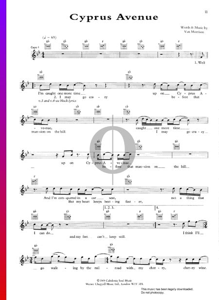 Cyprus Avenue Sheet Music