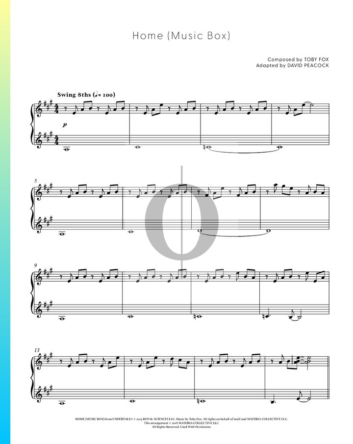 Home (Music Box) (Toby Fox) Piano Sheet Music - OKTAV