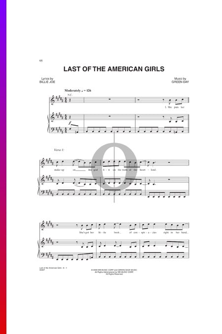 Last Of The American Girls Sheet Music