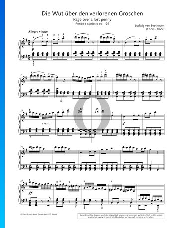 Die Wut über den verlorenen Groschen, Op. 129 Musik-Noten