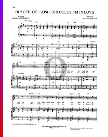 Oh! Gee, Oh! Gosh, Oh! Golly I'm In Love Sheet Music
