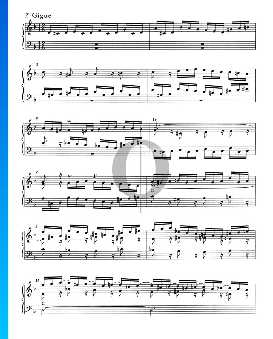 English Suite No. 6 D Minor, BWV 811: 7. Gigue (Johann Sebastian Bach ...