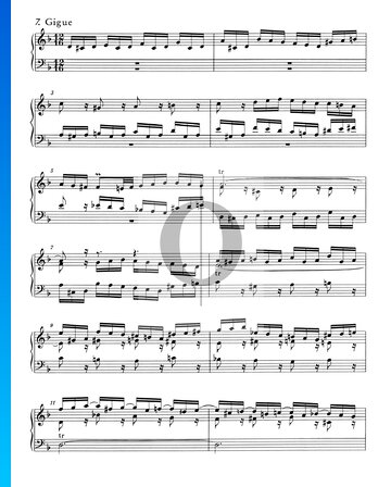 Suite inglesa n.º 6 en re menor, BWV 811: 7. Giga Partitura