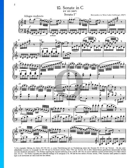 Piano Sonata No. 10 C Major, KV 330 (300h): 1. Allegro moderato