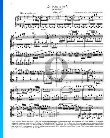 Partition Sonate pour Piano No. 10 Do Majeur, KV 330 (300h): 1. Allegro moderato