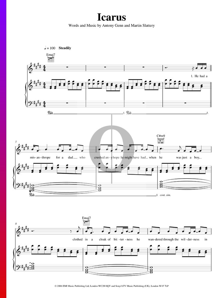 Icarus (The Hours) Piano Sheet Music - OKTAV