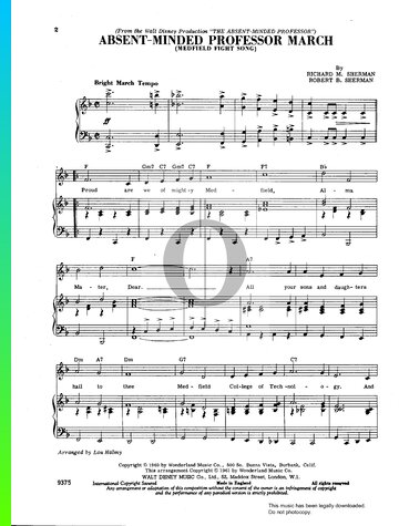 Absent Minded Professor March (Medfield Fight Song) Sheet Music
