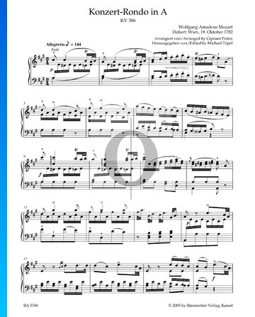 Concert Rondo in A Major, KV 386 Sheet Music