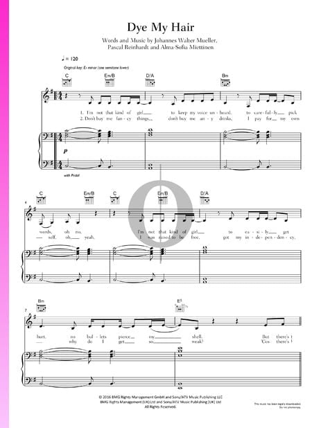 Dye My Hair Partitura